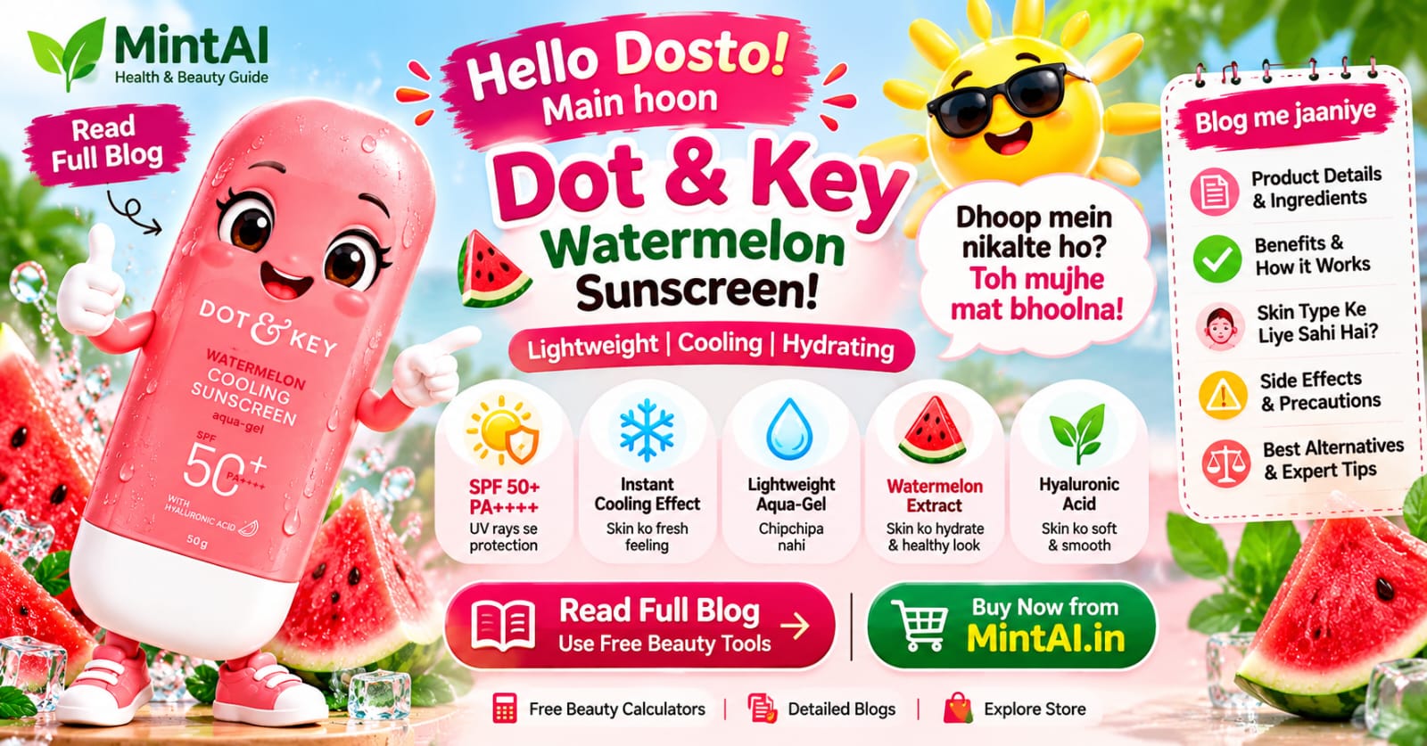 Dot & Key Watermelon Cooling Sunscreen SPF 50 Review 2026: Price, Benefits & Is It Worth It?